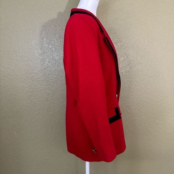 Vintage Oleg Cassini Women’s 12 Petite 100% Wool Lined Red Elegant Blazer - Picture 3 of 7